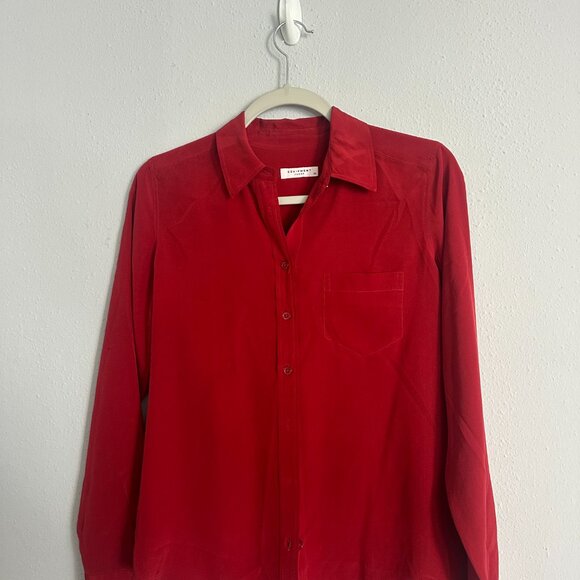 Equipment Femme Women’s Red 100% Silk Blouse Size XS Premium Classic - Picture 3 of 10